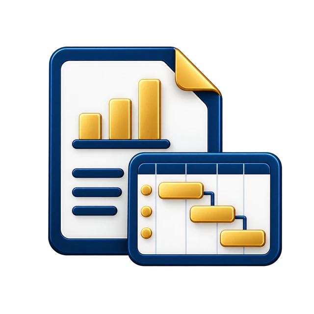Pictogramme documents et planning — structuration de projets